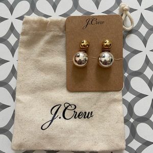 J Crew Silver And Gold Reversible Stud Earrings